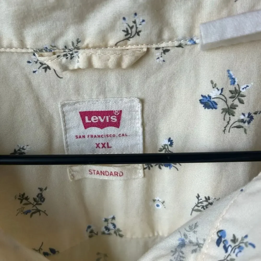 Levi's Floral Print Short-Sleeve Button-Down Camp Shirt Size XXL yellow